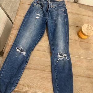 Lucky Brand Women's Ripped Blue Skinny Jeans